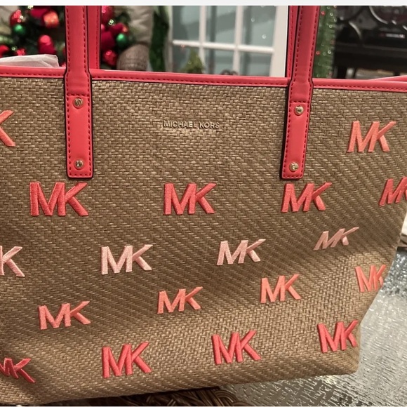 Michael Kors Carter Bag Large Tote in Dahlia Orange and Brown $258 - Picture 4 of 10